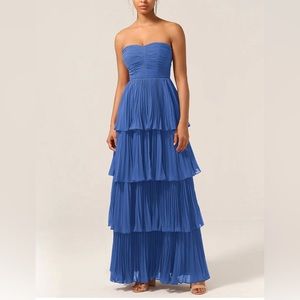 Maxi, tiered, blue prom dress!